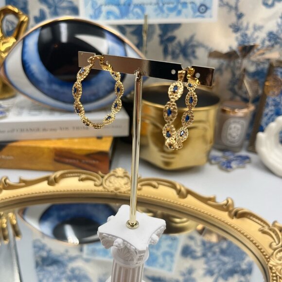 🆕 CRYSTAL HAZE 🧿 BNWT Evil Eye Hoops - Picture 14 of 15